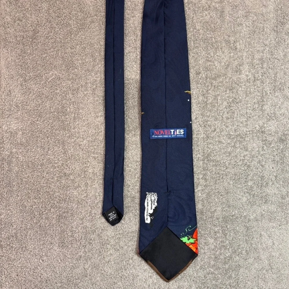 Hallmark Novelties Halloween Tie Navy Blue Jack-O-Lantern Pumpkin Bats USA Made